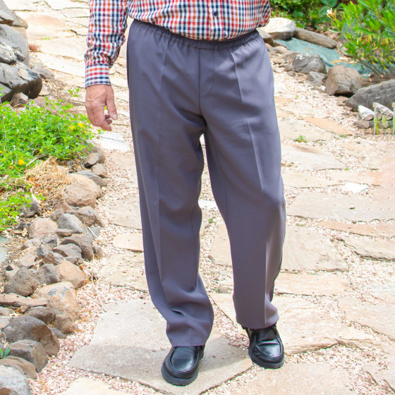 Pantalon avec ceinture élastique facile à mettre pour homme âgé -Hiver
